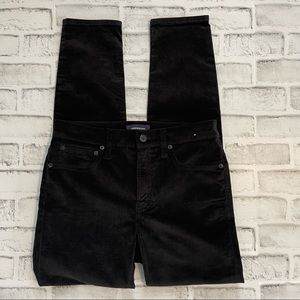 J. Crew Jeans 9" High-rise Toothpick Black Velvet Jeans Size 27 EUC #BB128